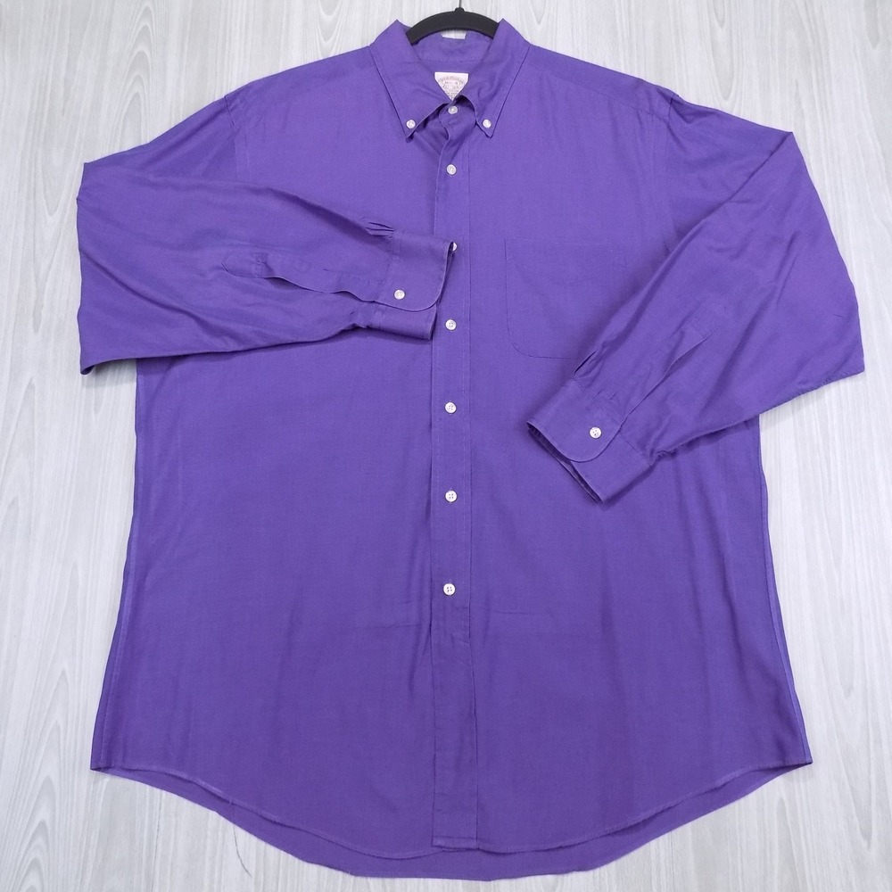 Brooks Brothers Button-Down Shirt Mens 16.5-34 Purple Long Sleeve Cotton EUC
